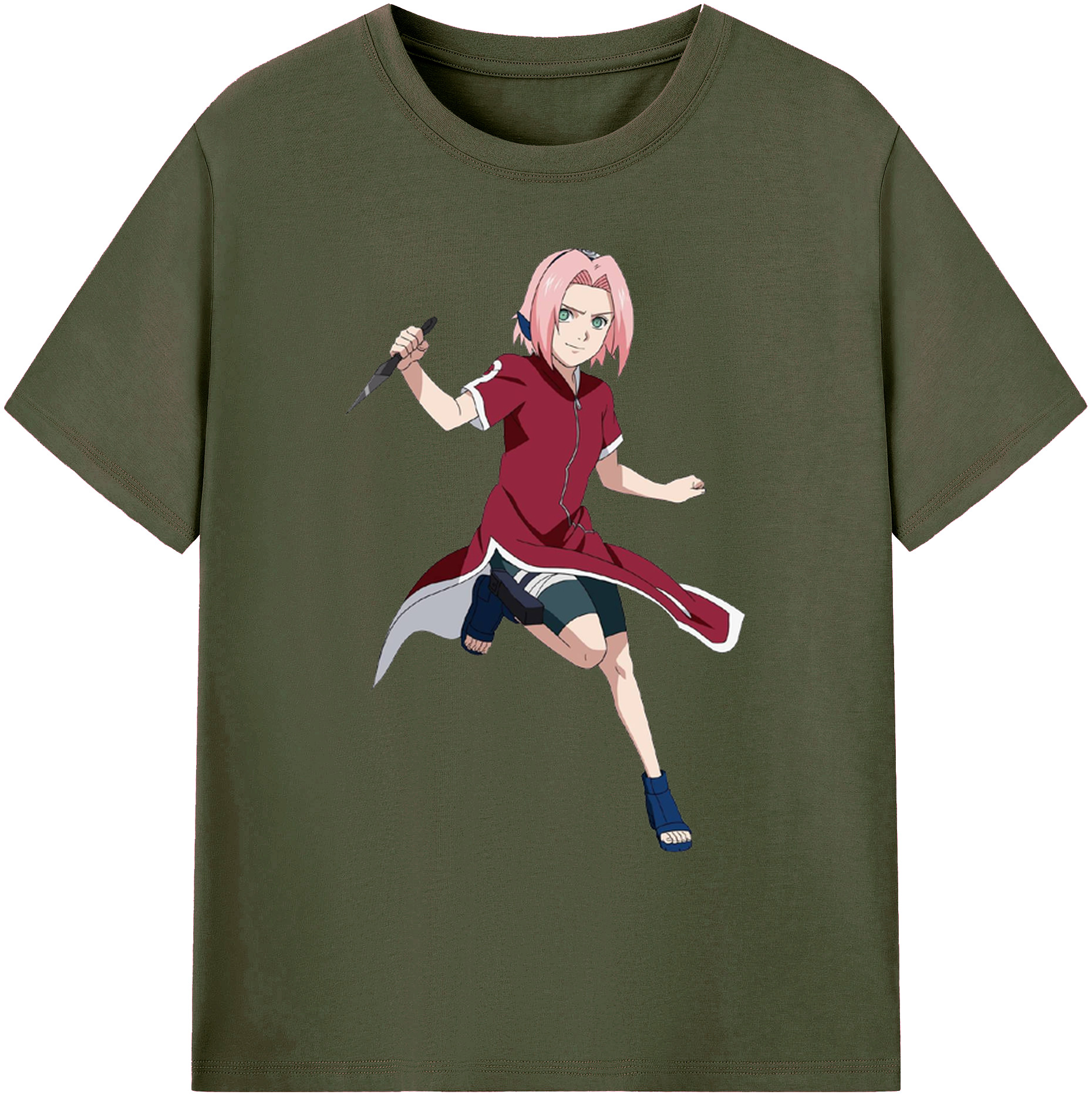 （画像用） NARUTO -ナルト- 春野サクラ Haruno Sakura 綿100％ メンズ半袖Tシャツ｜肌触りやわらか＆通気性